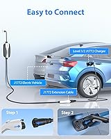 Vista 5 de Cable de extensión de cargador EV, cable de extensión J1772 de 40 amperios de 21 pies compatible con cargadores de vehículos eléctricos SAE J1772
