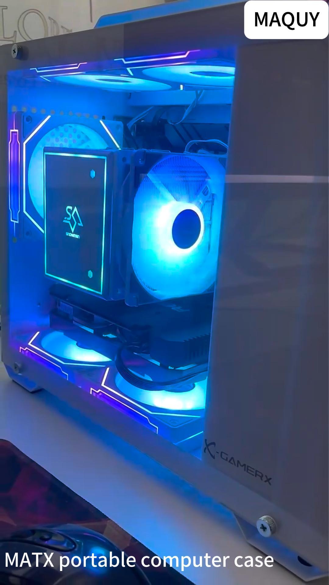 MAQUY Mini ITX Computer case with Handle, no Fan Included, mini