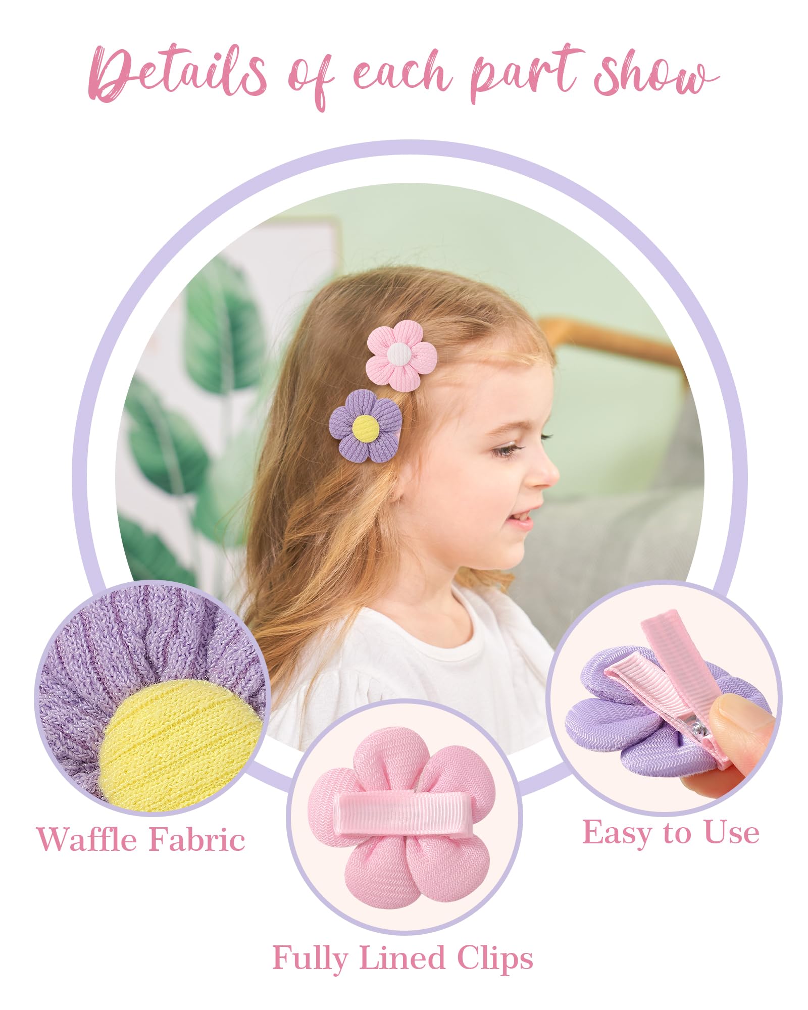 Lot de 12 pinces à cheveux pour bébé - 4,5 cm - Jolies pinces à cheveux antidérapantes et épaisses - Accessoires pour cheveux floraux pour nourrissons et tout-petits - Couleur claire
