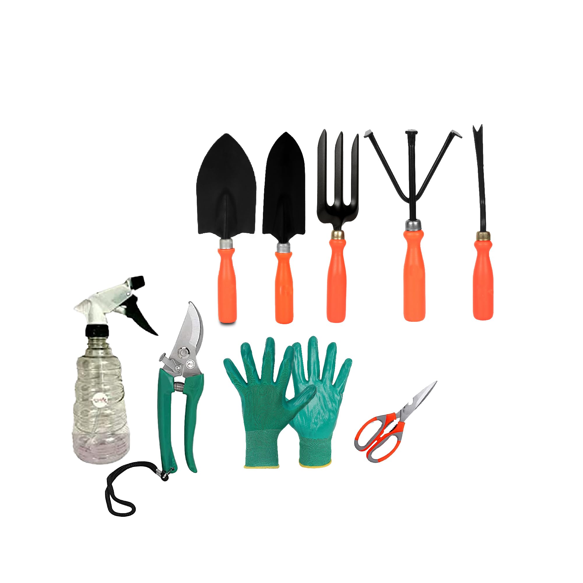 Kraft Seeds by 10CLUB Garden Tool Kit - 9 Pieces (Weeder, Trowels, Hand Fork, Cultivator, Scissors, Pruner, Gardening Hand Gloves, Spray Pump) | Durable Gardening Tools | Home Gardening Hand Tool Set (B09CQ8VGTC) Amazon Price History, Amazon Price Tracker