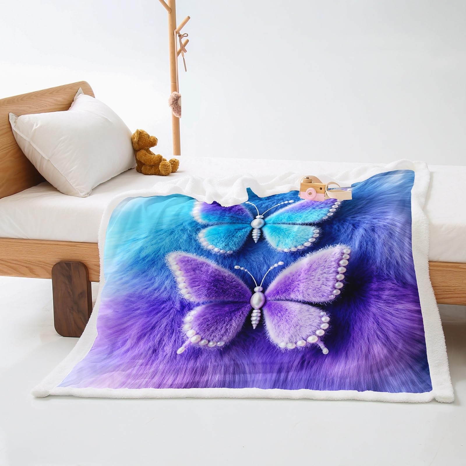 Plaid Matrimoniale Blu Viola Astratto Coperta Matrimoniale Flanella Lana di Agnello Coperta Pile Durevole Plaid Divano Morbido Blanket Addensare Morbida Coperte 130x150cm