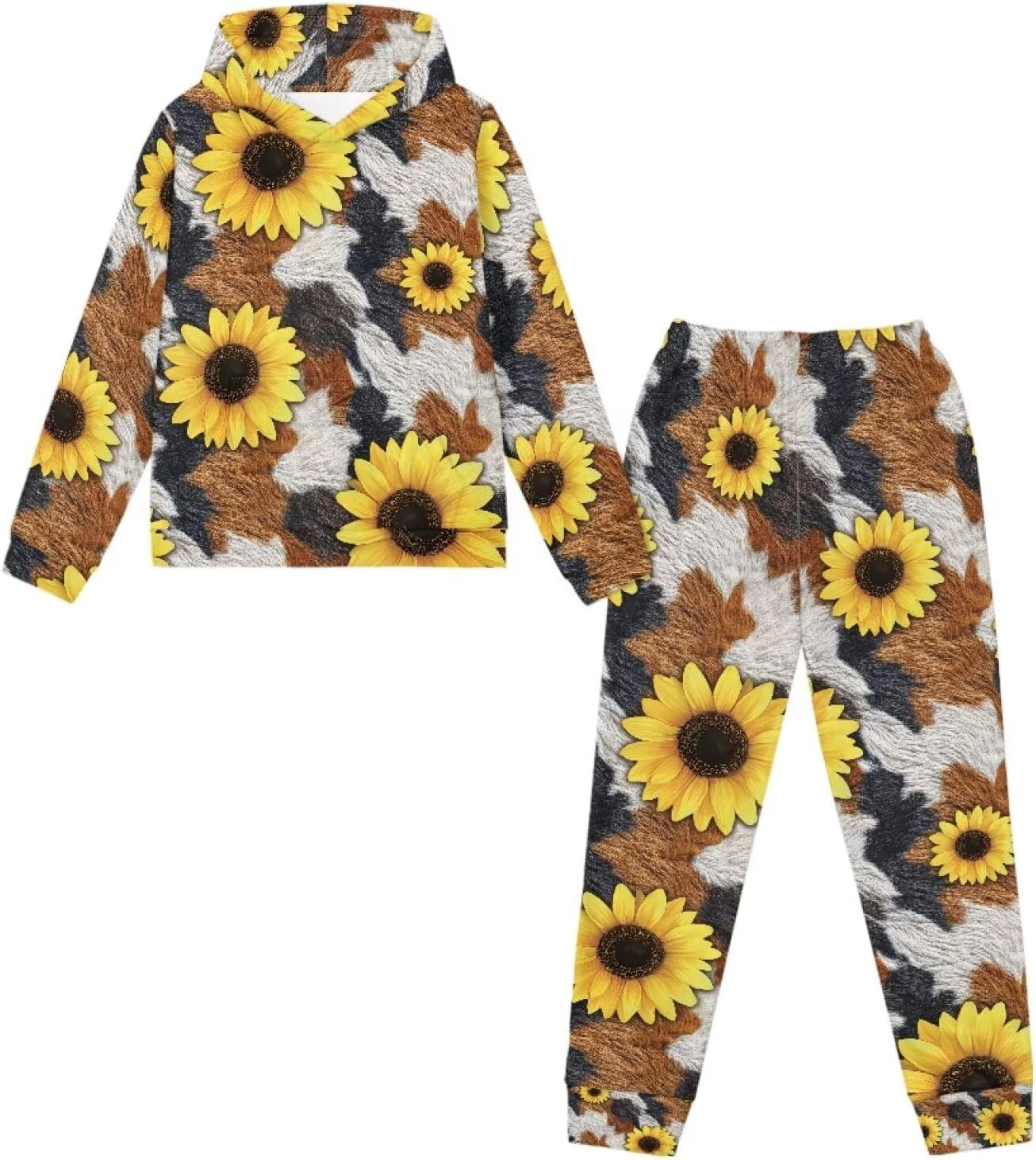 Girls 2 Piece Outfits Soft Winter Hooded Pullover Outfits Fashion Hoodie and Sweatpants Outfit