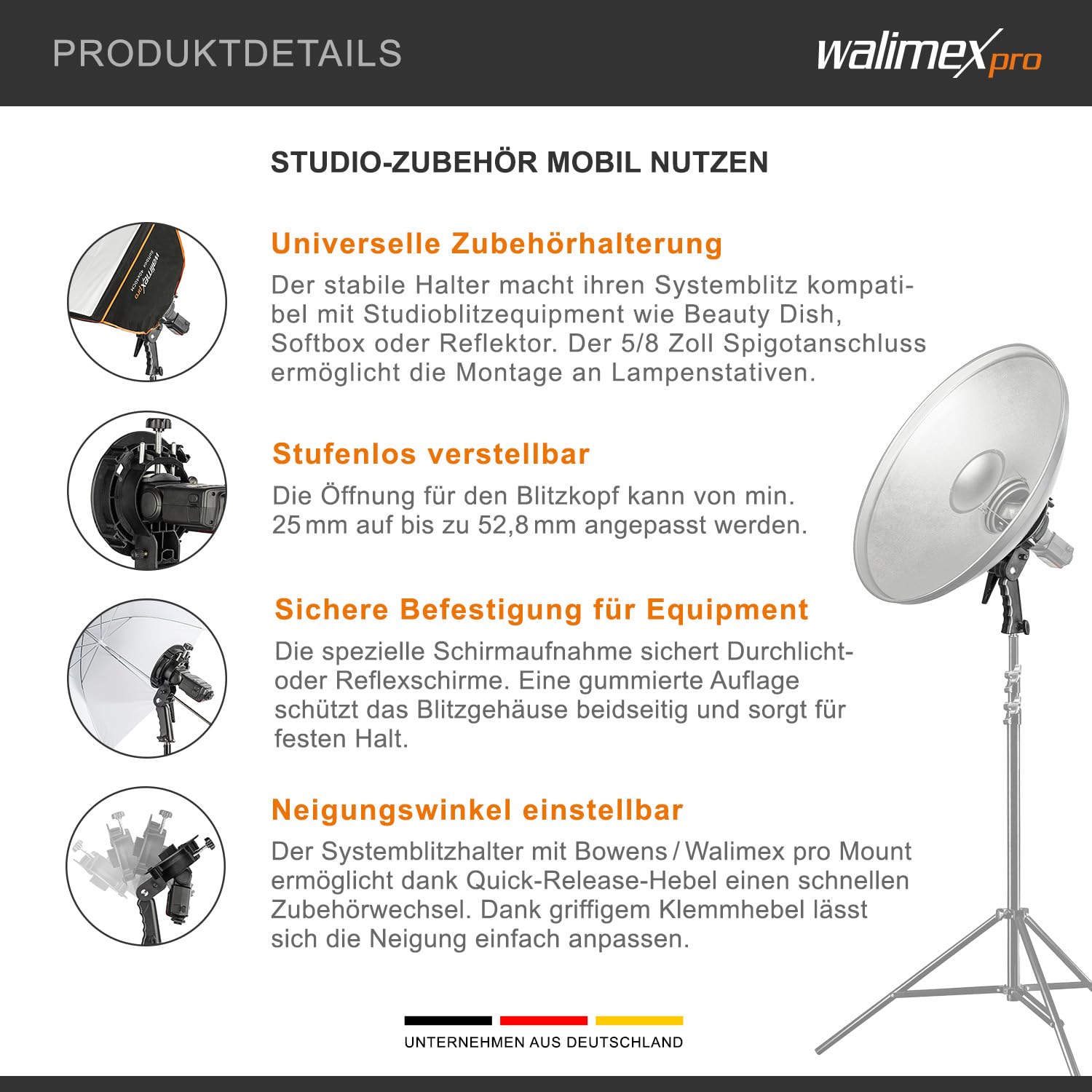 walimex pro Supporto universale per flash nero