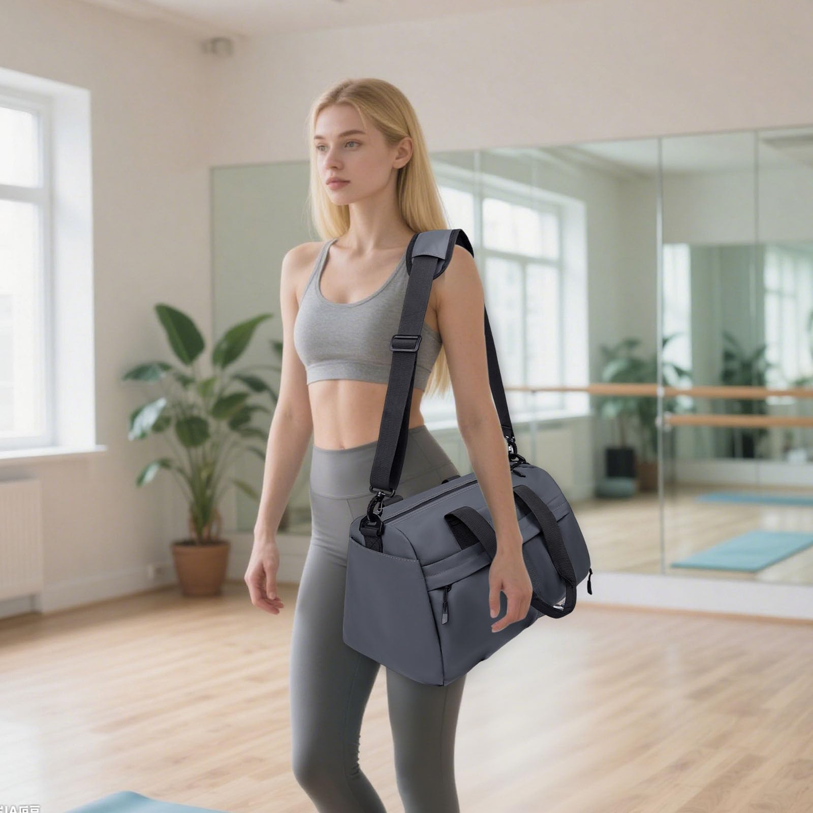 Bolsa de gimnasio para mujeres/hombres con compartimento para zapatos, pequeña bolsa de deporte con bolsillo húmedo, bolsa de lona impermeable para fin de semana, bolsa de entrenamiento