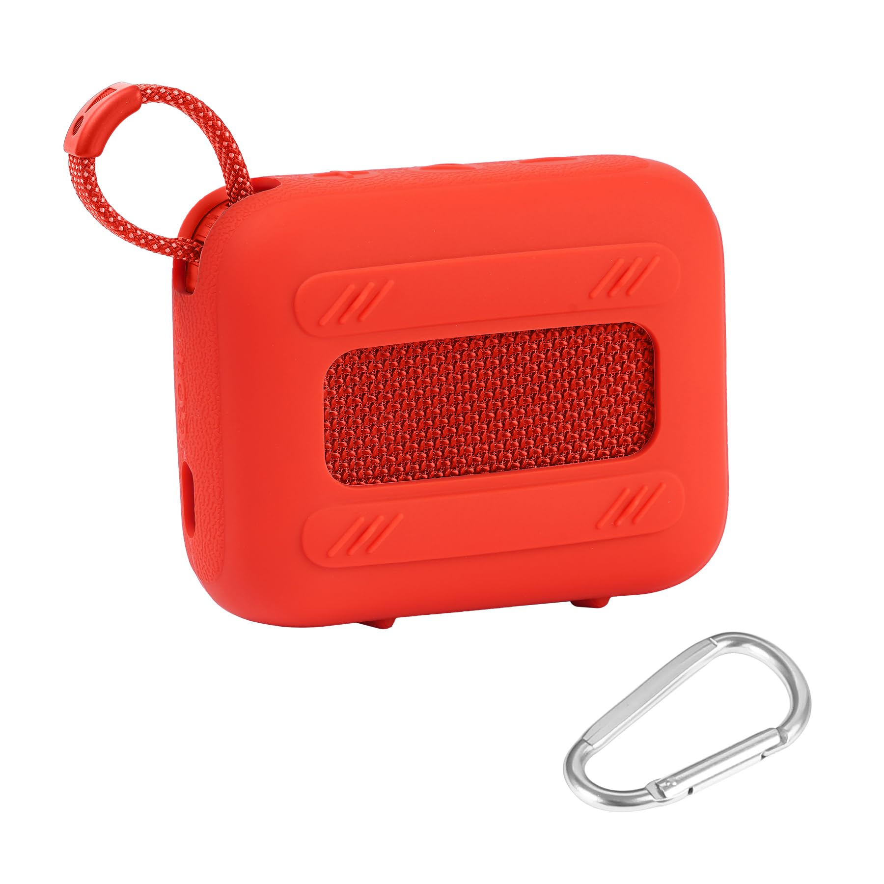 Custodia In Silicone Per JBL GO 4 Con Moschettone – Protezione Antiurto E Antigraffio, Bianca, Senza Altoparlante