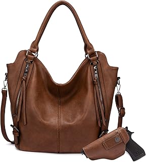 Concealed Carry Hobo Purse for Women Leather Crossbody Shoulder Bags Large Tote Bag with Detachable Holster