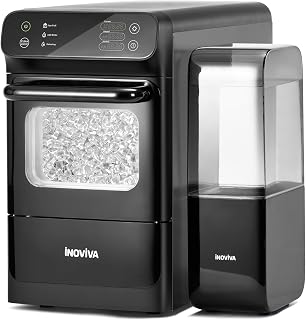 Nugget Ice Maker with 1.2 Gallon Tank, 40lbs/24H Soft & Chewable Ice, Automatic Water Supply, Preset Time, Self-Cleaning, Multifunctional Pellet Ice Machine for Home & Kitchen
