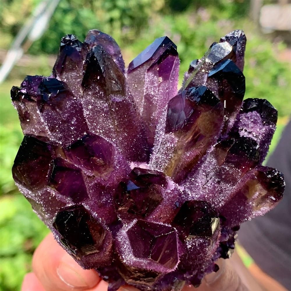 Drusa de cristal morado natural de 450g para limpieza energética de estancias MDBJTCYZN