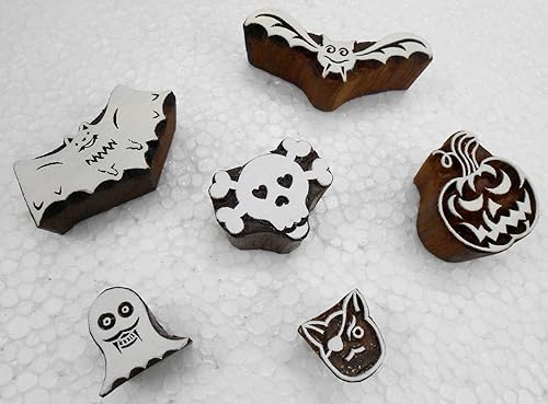 Miniatura 7 de Crafts of India - Paquete de 12 sellos de impresión de bloques de madera para diseño textiltatuaje de hennamanualidades patrón de impresión para