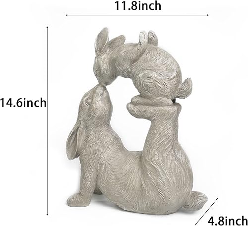 Miniatura 7 de Newman House Studio Estatuas de jardín Kissing Bunny Sulpture  Decoración de jardín, figuras coleccionables de conejo, decoración de patio al aire