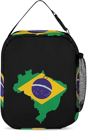 Miniatura 3 de Bolsa de almuerzo aislada con diseño de bandera de Brasil para mujeres y hombres, reutilizable, bolsa de mano para el trabajo y viajes