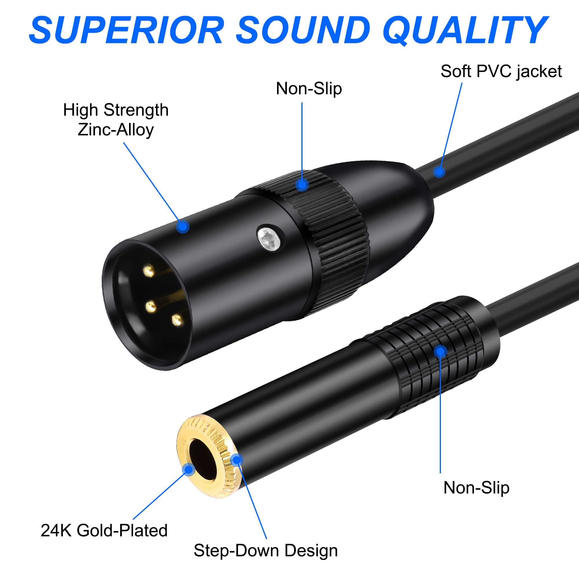 MEIRIYFA XLR 3Pin to Dual 6.35mm 1/4 Inch Y Splitter Cable - Image 2