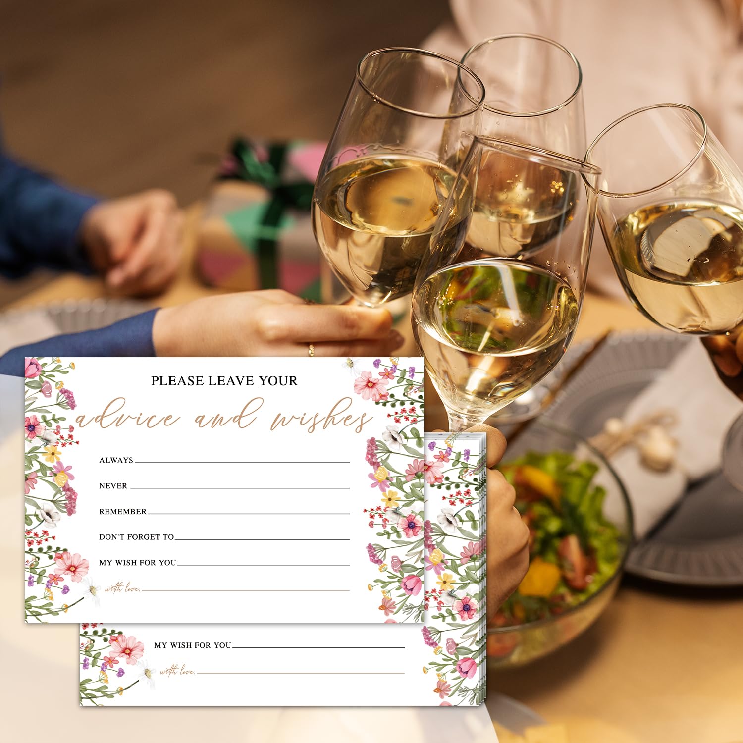 WwongxianB Set Of 25 Wildflowers Advice Cards - 4x6 Inch Fill-in Guest Book Cards For Weddings, Showers, Retirement - View #6