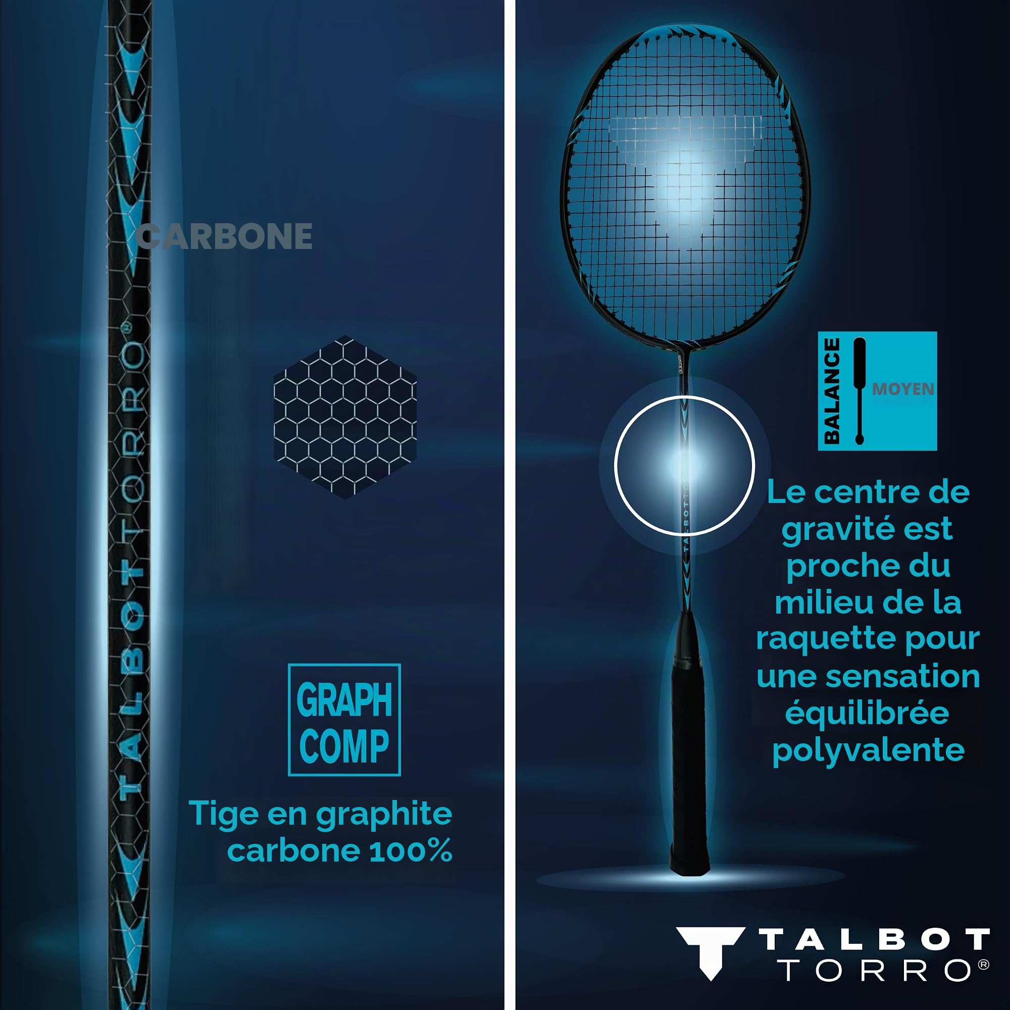 Set de Badminton Professionnel Talbot-Torro | Raquettes en Graphite Ultralégères, Volants en Nylon et Étui de Transport Rembourré | Idéal pour Les Joueurs Ambitieux