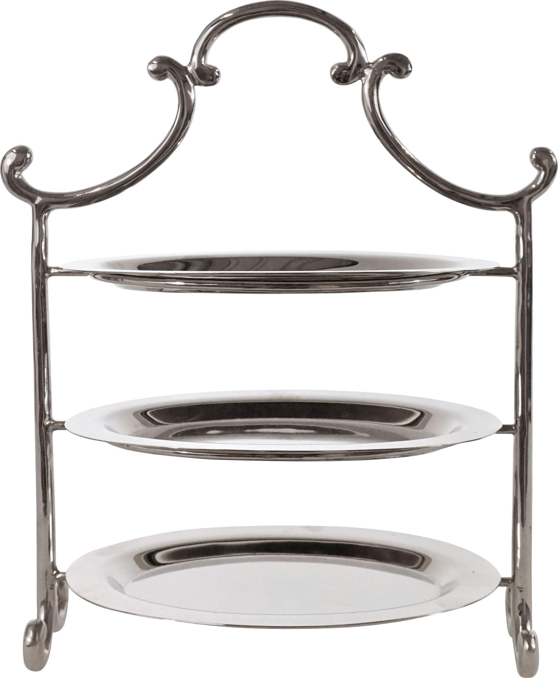 Etagere Classico - dreistöckige Etagere aus vernickeltem Messing, silberfarben, 24,5x14x29,5cm