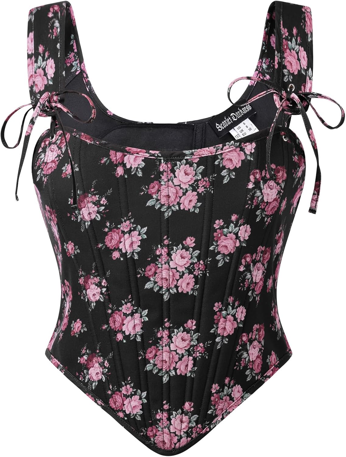 Scarlet Darkness Floral Corset Tops for Women Renaissance Corset Boned Lace Up Bustier Tops