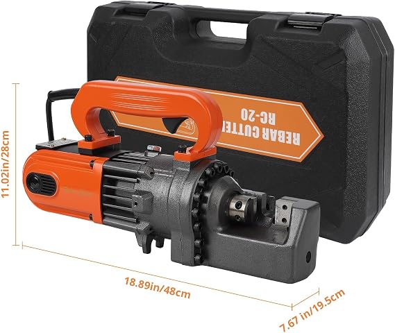 Electric Hydraulic Rebar Cutter Tool, 1250W Cutting up to 3/4 Inch #6 4-20mm Rebar Steel,110V, with Blades & Easy Carry Stainless Box (1250W RC-20)