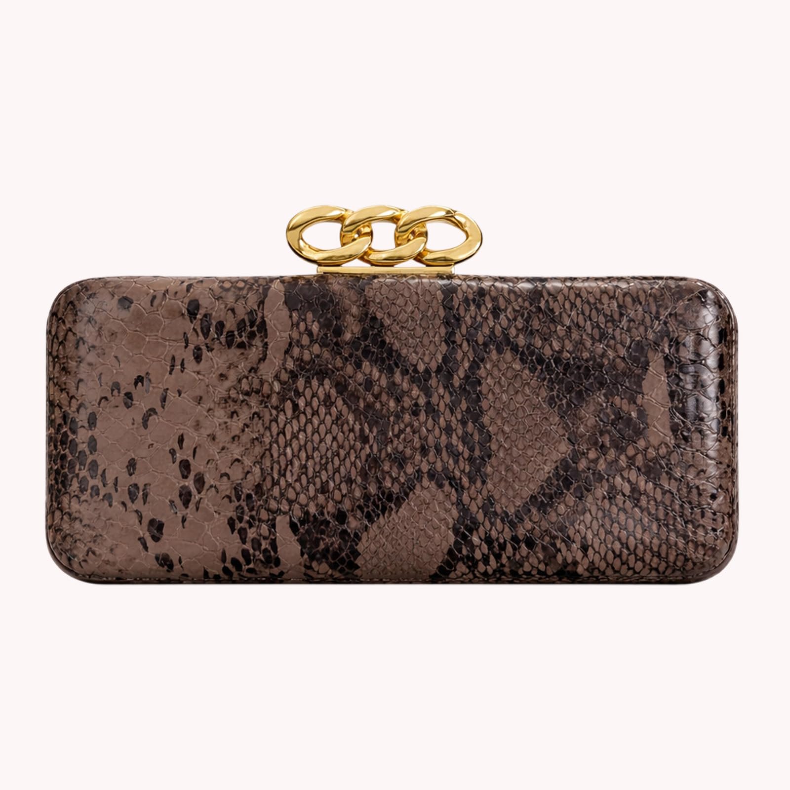 Bolso de mano de piel sintética con hebilla dorada, estampado de serpiente, cadena desmontable para mujer