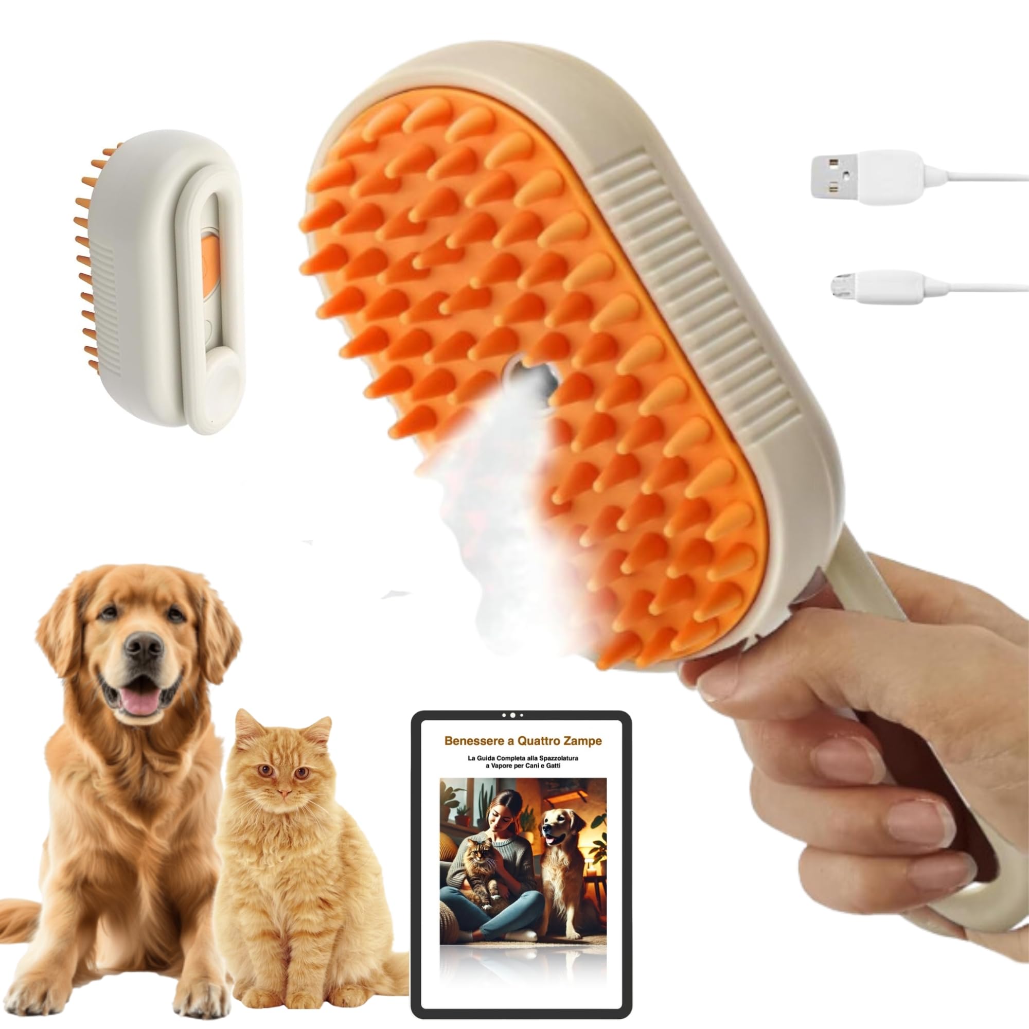 Spazzola A Vapore Spray Ricaricabile Per Animali Domestici Per La Pulizia Del Pelo Groomsy Spazzola A Vapore Spray Ricaricabile Per Animali Domestici Per La Pulizia Del Pelo Groomsy