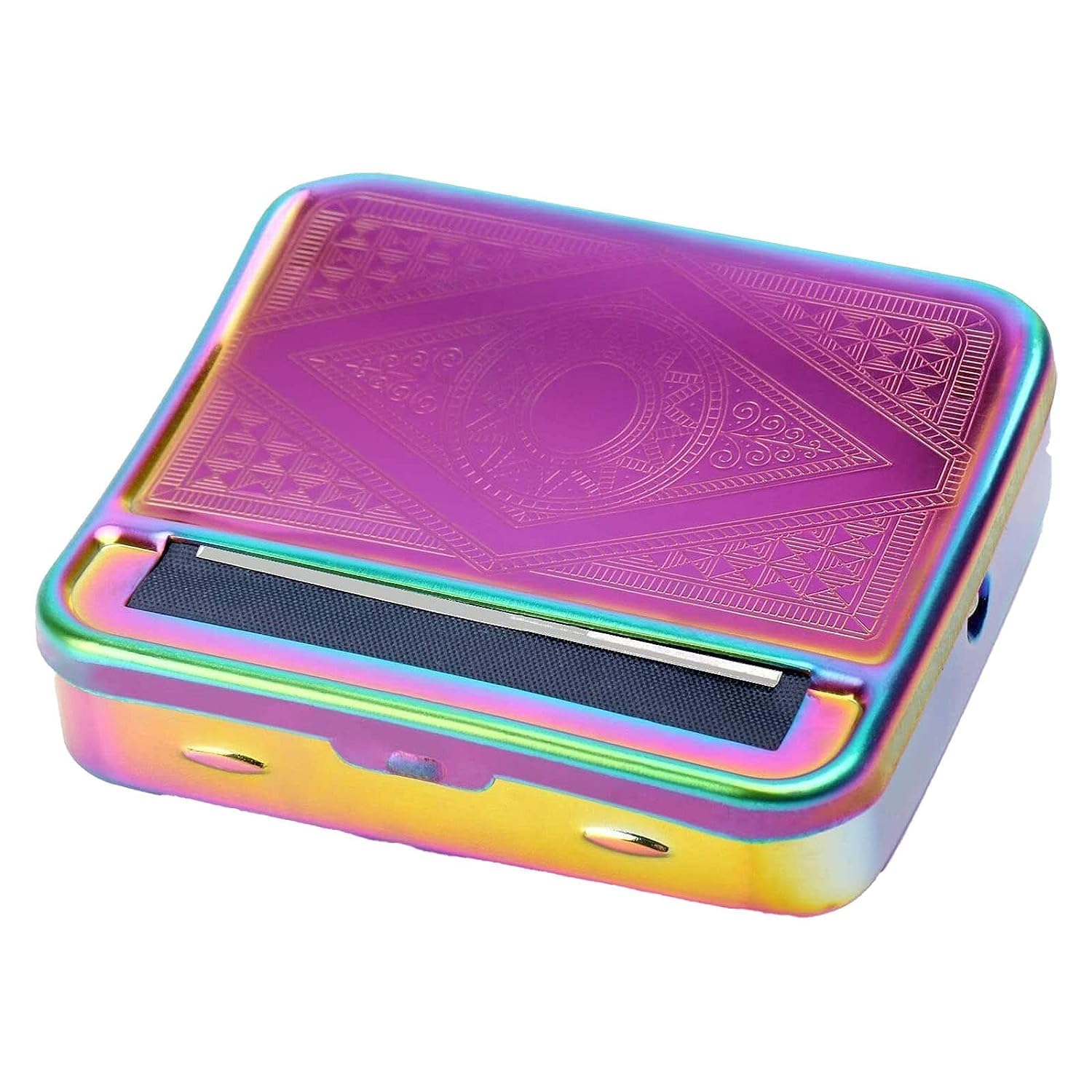 2 UR DOOR Vintage Purple Cigarette Roller Machine Automatic Box - Embossed and Polished Tobacco Rolling Machine, 70mm Tin and Rollie Tins - Smoking Accessory for Men and Women