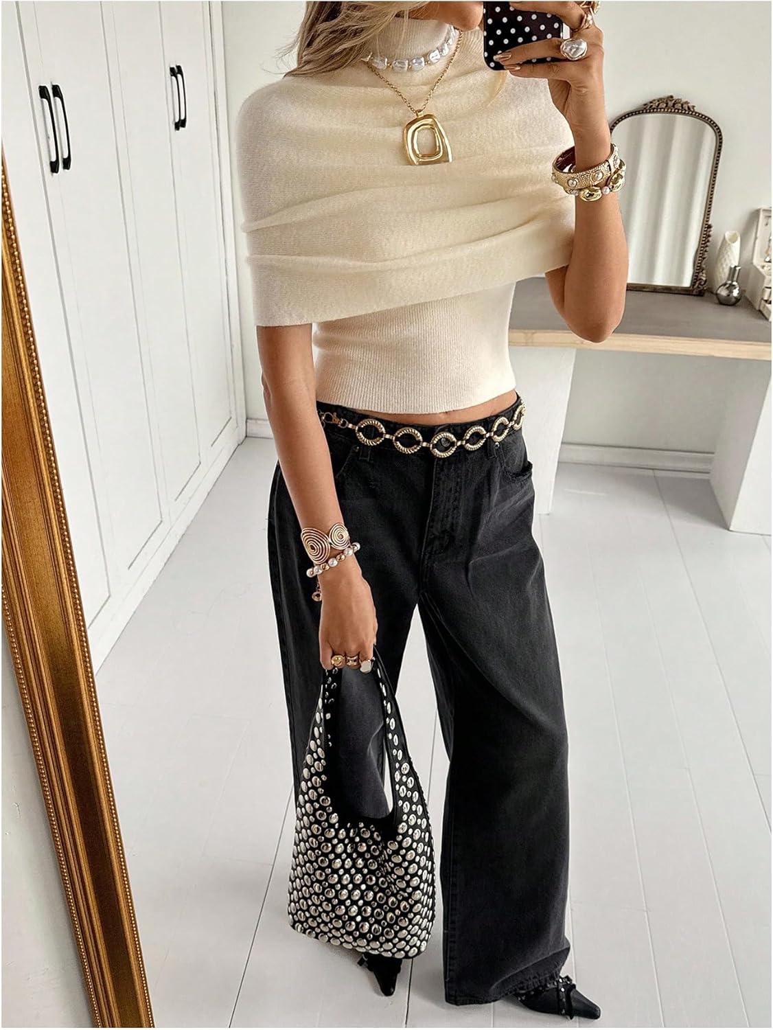 Women's Elegant Cap Sleeve Knit Tops Turtle Neck Crop Tops Dressy Casual Going Out Outfits - Image 5