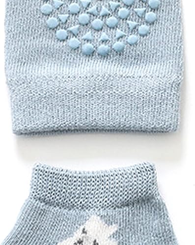 Miniatura 8 de Juego de calcetines y rodilleras para bebé, protectores de pies de algodón suave con puntos antideslizantes para aprender a caminar