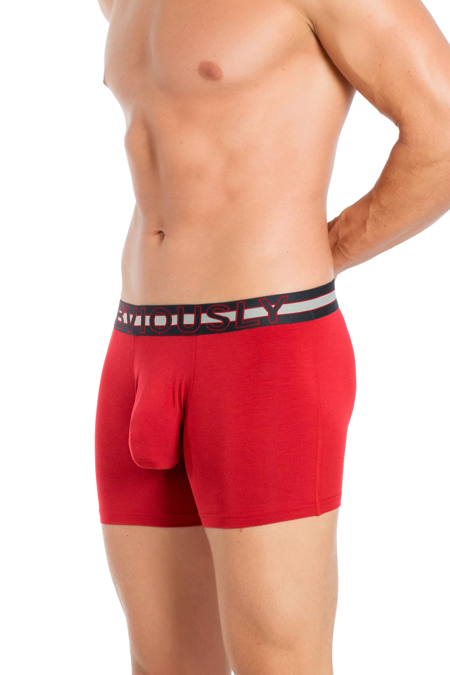 Obviously EveryMan AnatoMAX Boxer Brief 3 inch leg Mens Chilli Underwear (M/34-36)