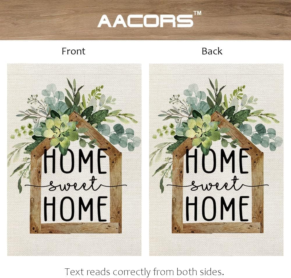 AACORS Eucalyptus Garden Flag 12×18 Inchl Floral Home Sweet Home Decorative Double Sided Holiday Farmhouse Seasonal Outside Decor for Yard AG031 - Image 5