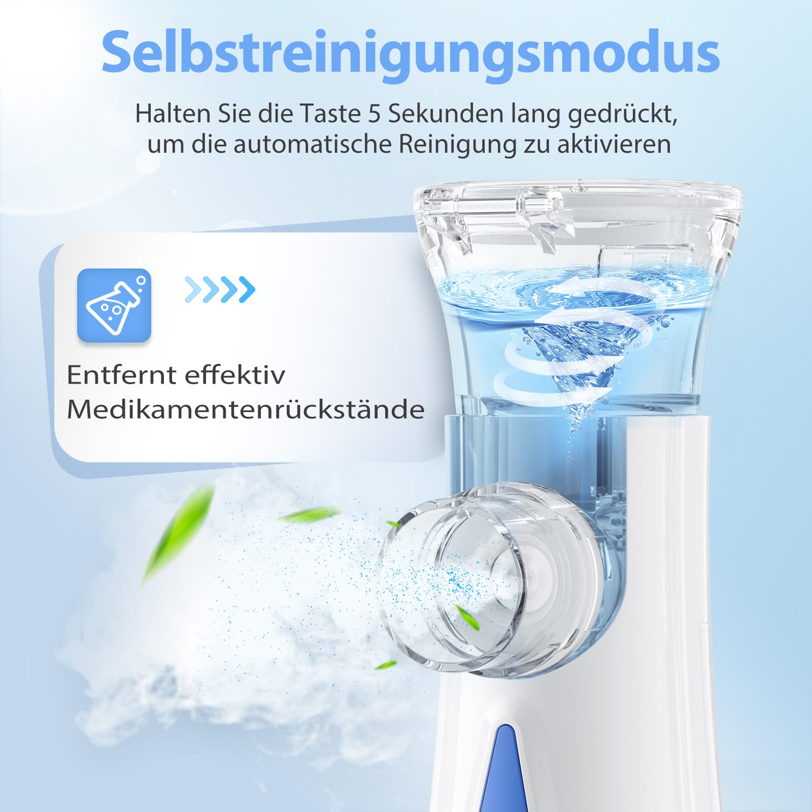 Inhalationsgerät, JOSSIS Ultra Leise Inhaliergeräte für Erwachsene, Kinder, Partikelgröße 1-5µm, Einstellbarer Sprühnebel, Aufladbarer Inhalator