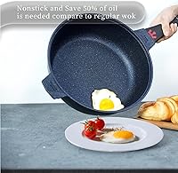 Vista 5 de TIBORANG Sartén antiadherente profunda para freír 8 en 1 multiusos de 11 pulgadas, 5 cuartos de galón, con indicador de calor, tapa de vidrio, mango