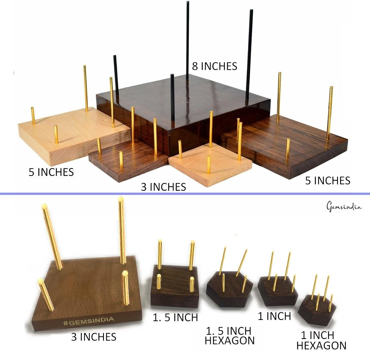 Superior Wood Stand / Pedestal Display for Large Gemstones / Plates choice of wood color/Wooden Stand for Gemstone Decoration (1 Inch Hexagon) image 2