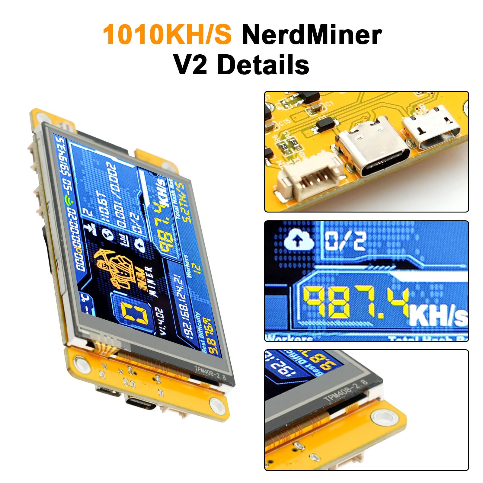 NerdMiner V2 Mining Bitcoin Binghe 1010KH/S NerdMiner V2 Bitcoin Miner con  2.8
