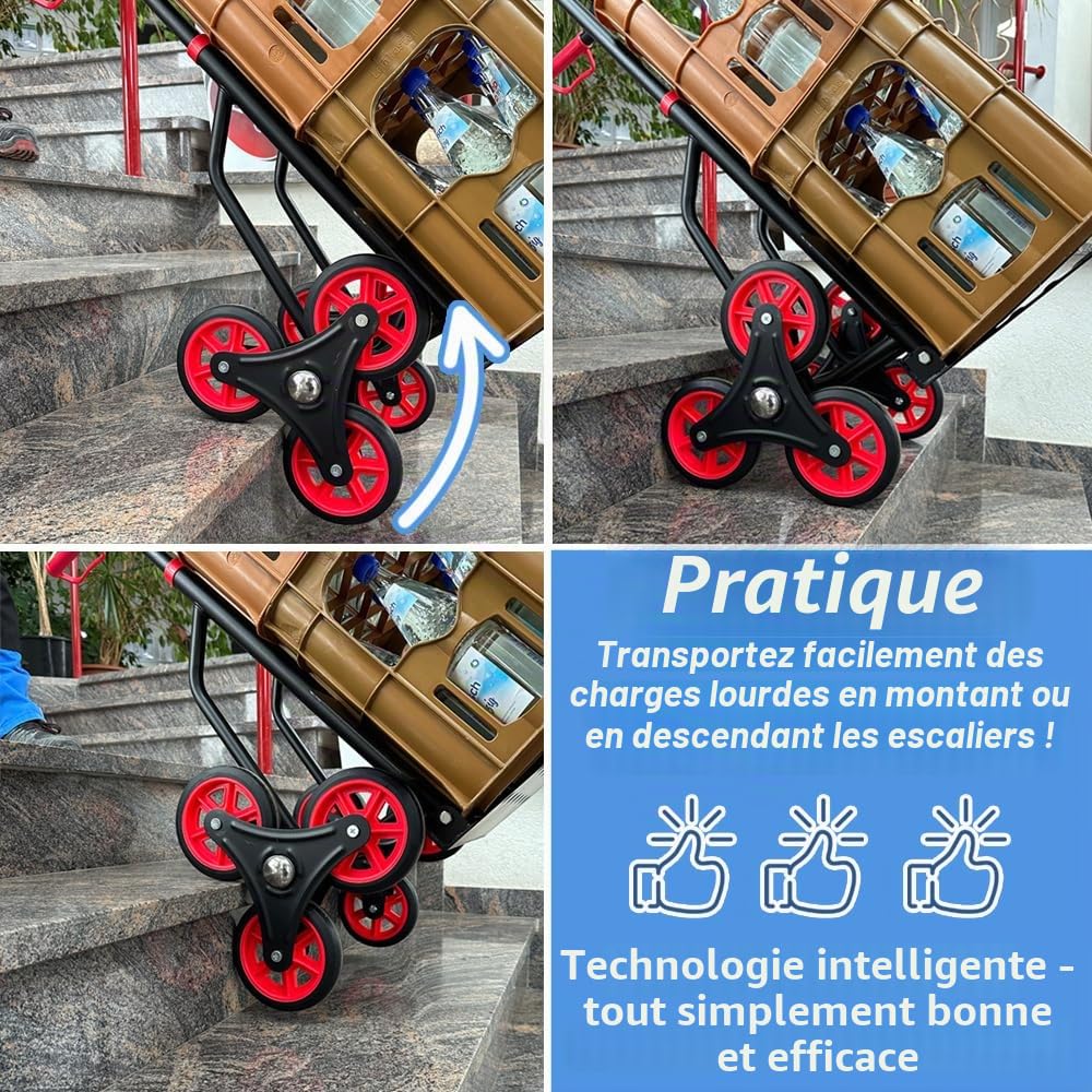 Trucky Diable d'escalier - 150 kg - Pliable - Noir - En acier