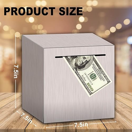 Miniatura 4 de Alcancía para adultos debe romperse para abrir, caja de seguridad para niños, solo puede salvar la alcancía que no se puede sacar (plata, 7.5)