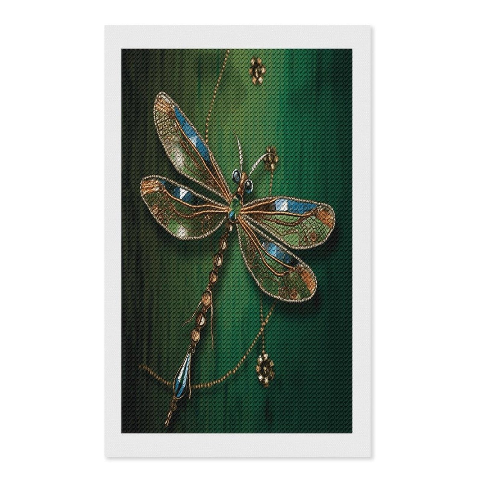 FekiLoot Jewel Dragonfly Paint by Numbers Kit for Adults Beginner DIY Diamond Dots Paintings Round Full Drill Diamond Art Kits Picture Diamond Art Painting Kits for Home Decor 12"x20"