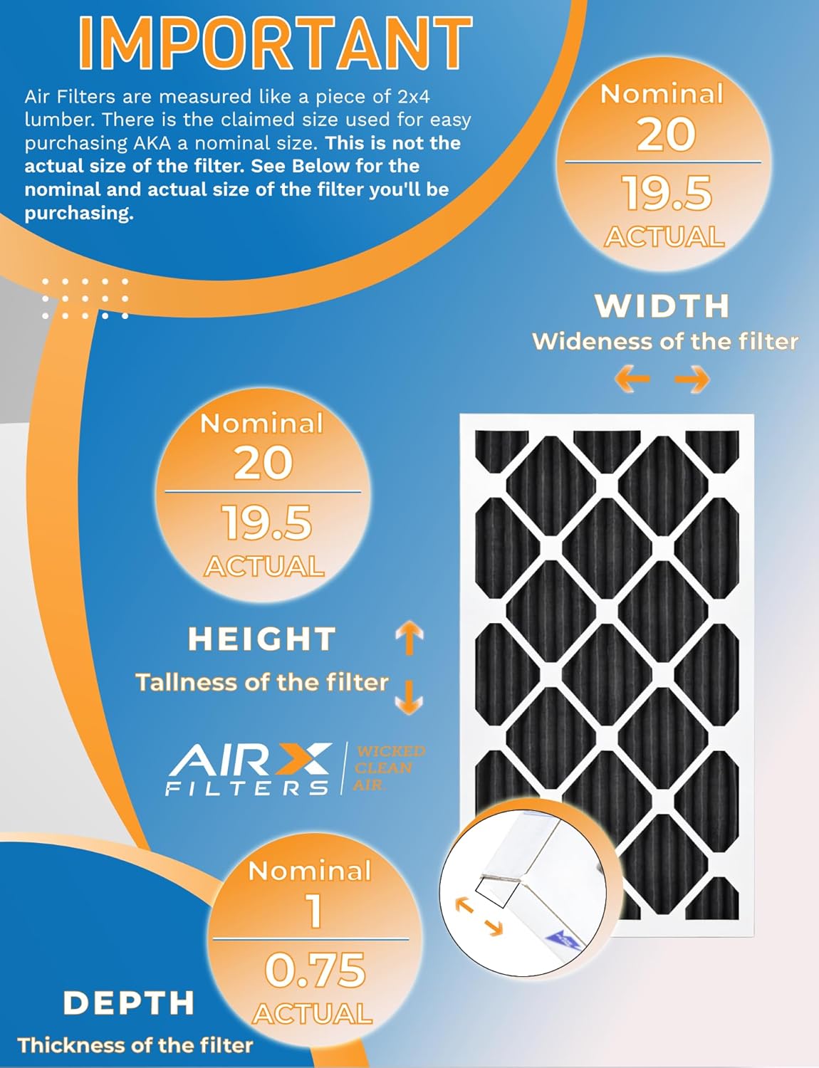20x20x1 Air Filter MERV 7 Rating, 12 Pack of Furnace Filters Comparable to MPR 700, FPR 5, Pet Odor Retention Filters - Made in USA by AIRX FILTERS WICKED CLEAN AIR.