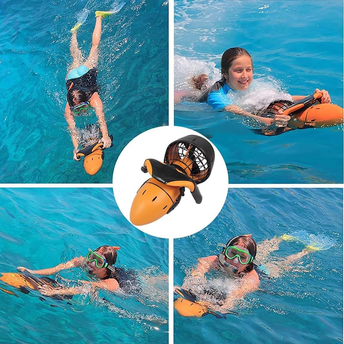 Scooter Elettrico subacqueo da 300 W, Booster sommergibile Portatile per Nuoto, Dispositivo subacqueo con elica ad Acqua per Piscine per Sport Acquatici, Immersioni, Snorkeling e Avventure Marine