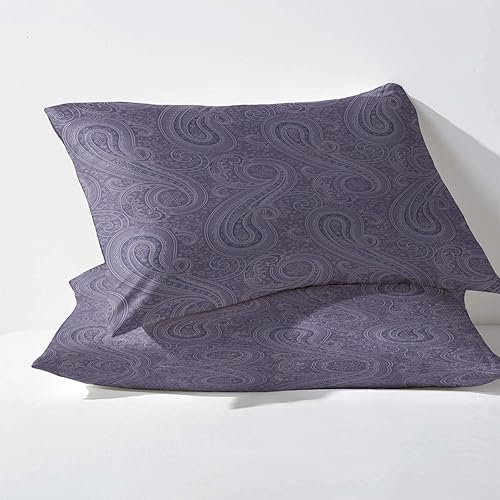 Miniatura 2 de Funda de edredón de cachemira morada, tamaño California King, juego de ropa de cama floral, 3 piezas, funda de edredón con patrón de microfibra