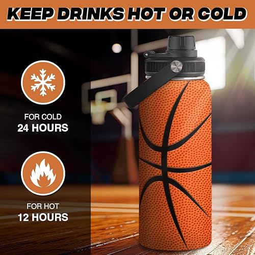 Miniatura 3 de Botella de agua de baloncesto de 32 onzas con aislamiento de acero inoxidable para hombres, mujeres, amantes del deporte, fanáticos de los
