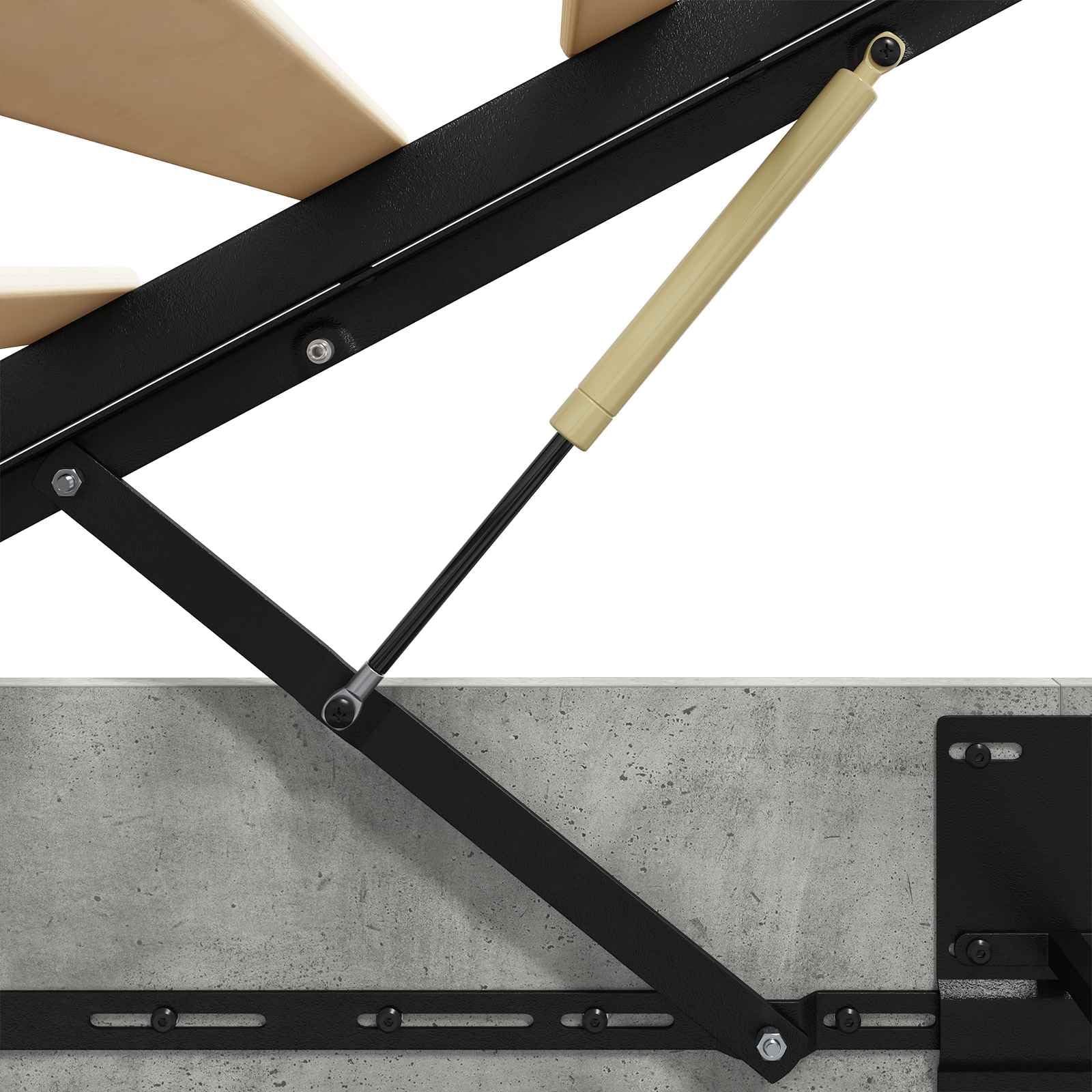 Ottoman, struttura per letto in cemento grigio, 203 x 140 x 25 cm, materiale in legno con meccanismo di sollevamento a gas, telaio per materassi Queen per spazio spazioso, base moderna per