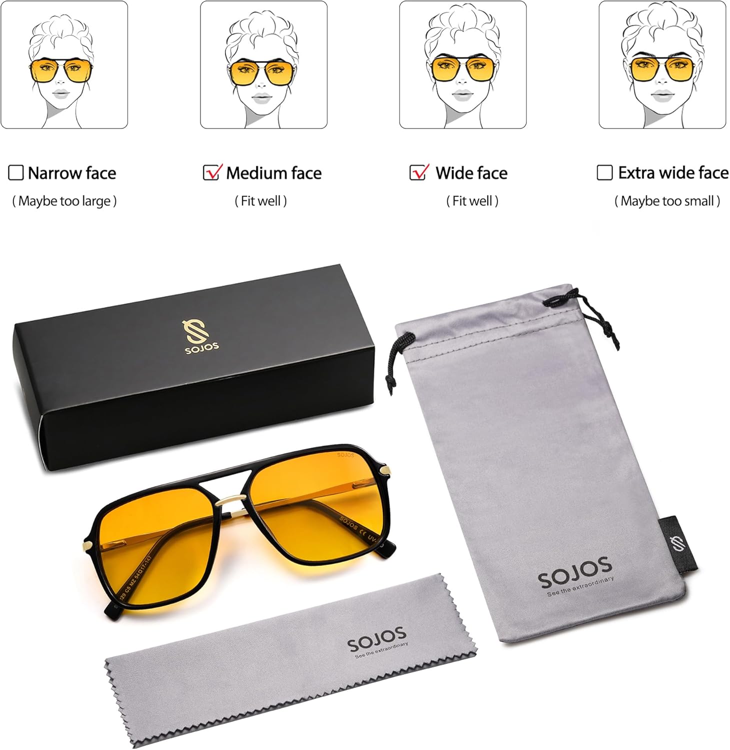 SOJOS Sunglasses for Women & Men, Square, Retro, Polarized Lens, Trendy Aviator, 90s Shades - Image 6