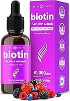 Vista 1 de Biotin Liquid Drops 10000 mcg doble tamaño 60 porciones, vegano, sin azúcar Apoya el crecimiento saludable del cabello, uñas fuertes y piel