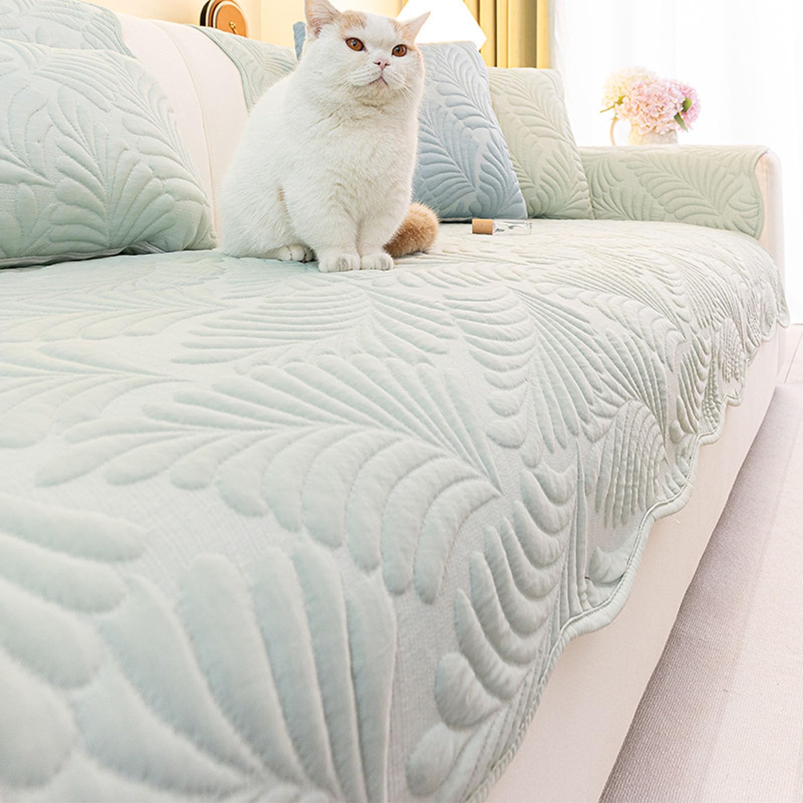 Housse Canapé Matelassée,Housse Canapé D'angle pour Sectionnel Forme de L | Housses Canape Protège Canapé Antidérapant Couvre Canapé Coussin de Canapé pour Salon Animaux et Décoration,Blue,110x160cm
