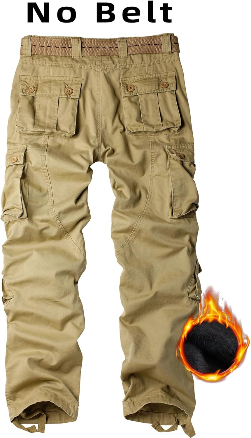 Men's Fleece Lined Outdoor Hiking Cargo Work Pants Casual Ski Ripstop Camo Trousers with 8 Pockets