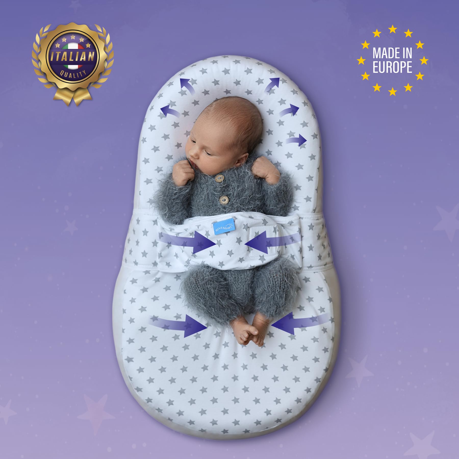 Cocoon RixesBaby Premium Memory Foam dla Niemowląt EU (Gwiazdki)