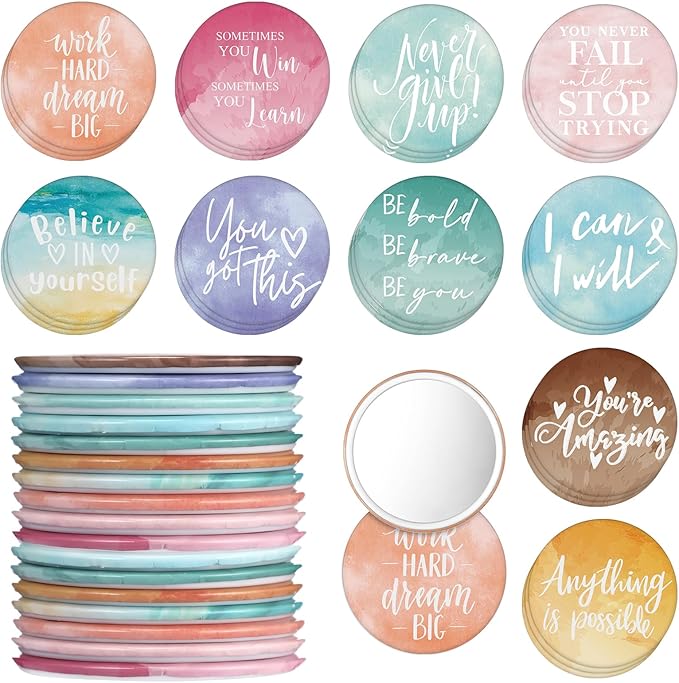 Kigley 30 Pcs Inspirational Compact Mirror Bulk Employee