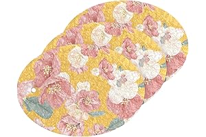 3-Pack Dishwashing Cleaning Sponges with Oval Quince Flowers on Yellow Pastel Kitchen...