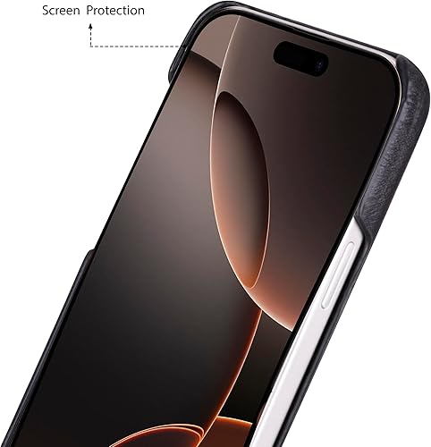 Miniatura 4 de Funda de piel auténtica para iPhone 17 Pro Max, compatible con Mag-Safe, hecha a mano, funda prémium con protección para cámara, color negro