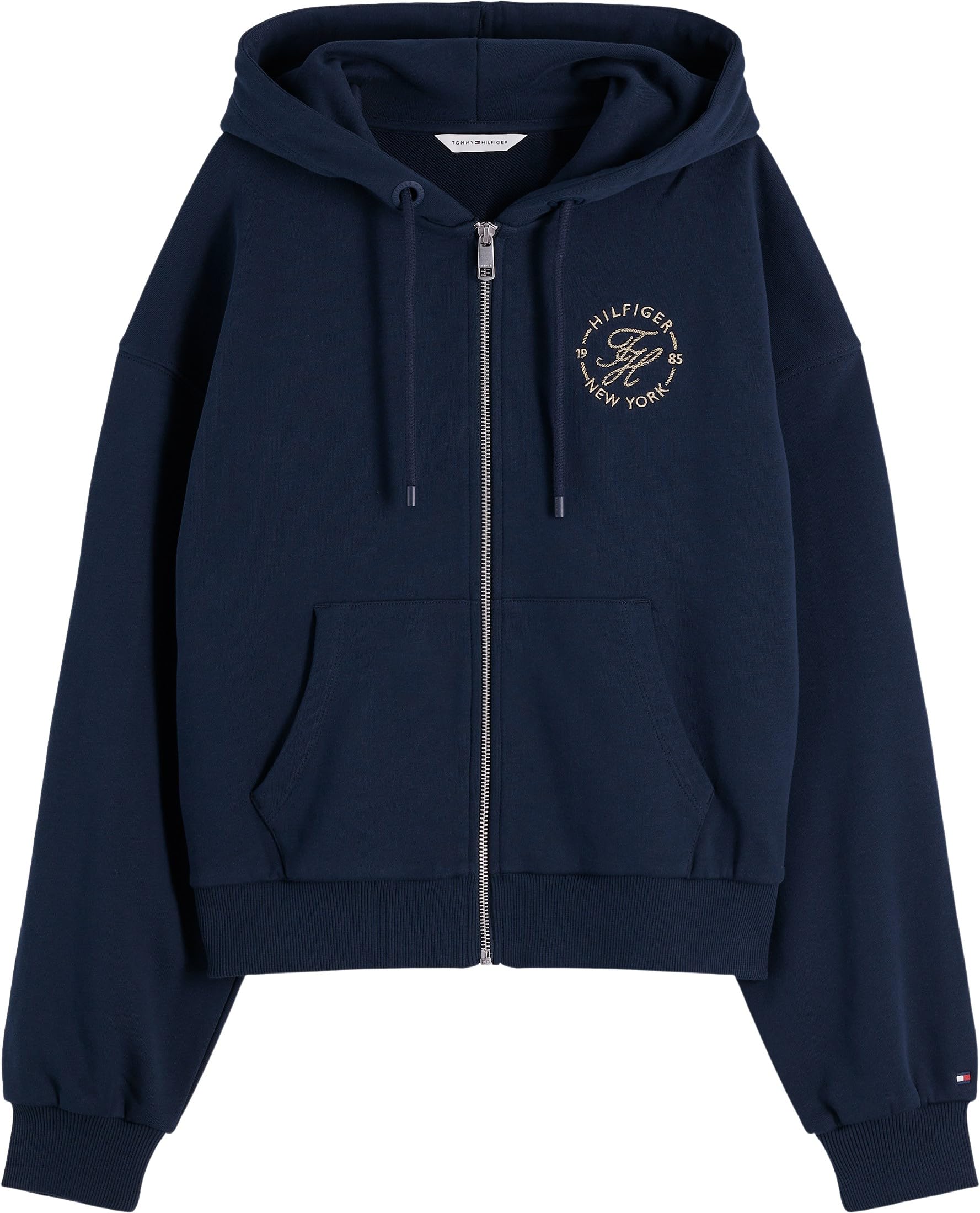 Tommy Hilfiger TH Roundal Zip-up Hoodie Ww0ww50938 Sudadera con Capucha y Cremallera Mujer (Pack de 1)