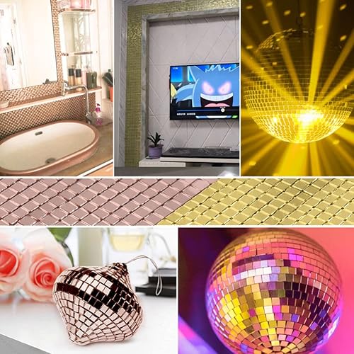 Miniatura 4 de Pegatinas adhesivas de mosaico, azulejos de pared de mosaico, azulejos de espejo cuadrados, autoadhesivos, papel tapiz de vidrio para piso, cocina,